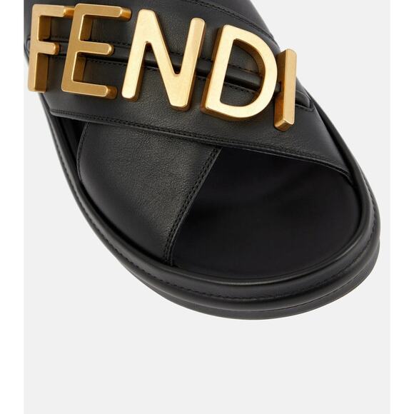 Fendi Logo Leather Sandals - 40.5 - Picture 4 of 6
